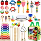Kids Musical Instruments  33pcs 18 Types Wooden Percussion Instruments Tambou   