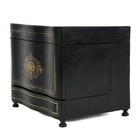 Antique Liquor Tantalus Ebonized And Inlaid Bar With Crystalware