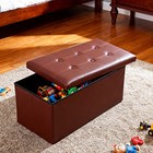 Folding Storage Ottoman Bench Faux Leather Footrest 30  Storage Bench Load 350lb