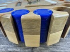 Vintage Poker Chip Card Caddy Swivel Antique Wood Carousel With Cover