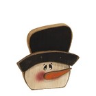 New Primitive Snowman Head Christmas Sitter 5 hx5 wx1 d Winter Rustic Small Aged