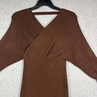 Fashion Nova Women s M Sweater Dress Brown Wrap Knit Long Sleeve Ribbed Bodycon