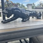 Vtg Black Panther Ceramic Mcm Stalking Sculpture Cat Figure 23  1950s Retro 