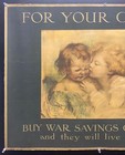 1917 For Your Children Buy War Savings Certificates Poster Mantovani Gutti Wwi