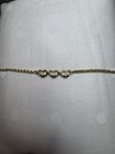 14k Solid Gold 3 Open Heart Rope Anklet 10    Adjustable Length 1 2g