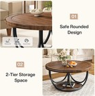 31 5   Round Coffee Table Wooden Circle Accent Cocktail Table With Storage Shelf