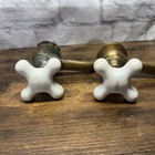 Antique Brass Faucet Porcelain Set Victorian Style Hot Cold Handles