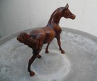 Vintage Carved Wood Figure Horse Arabian Stallion Figurine Grand Wood Model  253