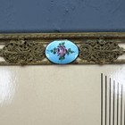 Antique Brass Vanity Perfume Tray Rose Guilloche Needs Mirror