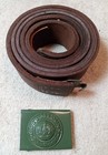 Ww1 German Em Leather Equipment Belt W Green Ptd Buckle Mint Lg 54 Unused Repro