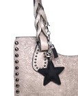 Silver Leopard Star Bling Crystal - Bag Charm Chain Keychain Key Ring Car Tassel