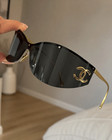 Chanel Och9582 Rimless Sunglasses Black Lens Gold Cc Logo With Case