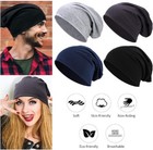 Cotton Blended Slouchy Beanie Hat Stretch Hip-hop Warm Cap Unisex Casual Cap Hat