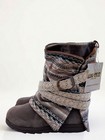 Muk Luks Women   s Mid-calf Faux Suede Knit Buckle Lace Pull-on Boot 8 Brown