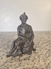 Antique Art Nouveau Seated Woman With Lyre Statue C  1880-1915 Cast Spelter