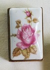 Vintage Matchbox Holder Limoges France Porcelain Hand Painted Roses