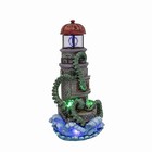Fg Square Lighthouse Attack Kraken Theme Spooky Halloween Village Decor 6x6x12 