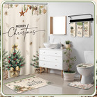 7 Pcs Christmas Bathroom Decor Holly Pine Cone Shower Curtain Set Rustic Farmhou