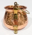 Vintage Hammered Copper Pot Brass Handle   Feet Cauldron Kettle 4 5  Tall