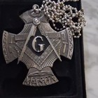 Masonic Square   Compasses    g    Pendant medal Ball Chain Necklace