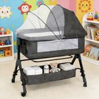 3-in-1 Baby Bassinet Bedside Sleeper Crib Adjustable Height Portable W wheels