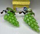  2  Vintage Chinese Hand Carved Celadon Jade Natural Stone Grape Cluster Wired