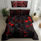 Red And Black Bedding Set Full Size Light Geometric Comforter Set For Kids Boys