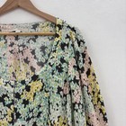 Loft Blouse Womens Large Multicolor Floral Scoop Neck Button Front Long Sleeve