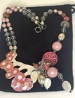 Vintage Lee Sands  Mother Of Pearl Inlaid Necklace W  Pearls  Crystals N Charms