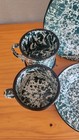 Enamelware Green Splatter Nos Vintage Cgs International 16pc Set Gold Stickers