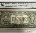 1988 A  1 Federal Reserve Chicago Note Major Offset Printing Error Front To Back
