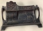 Vintage Art Nouveau W  Figural Lady Bronze Wash Ink Well Pen Holder Desk Stand