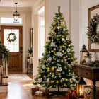 7 5ft Prelit Christmas Tree 300 Warm White Led Lights 1000 Tips Snowflake Decor