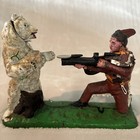 Antique   Vintage Style Cast Iron Indian Shooting Bear Mechanical Bank