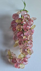 Vintage Mcm Lucite 8 In Grape Cluster Faceted Pink   Yellow  Plastic Leaf