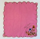 Vintage Hanky Souvenir Montreal Canada Hand Painted Florals Hand Gilded Rayon