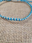New Natural And Turquoise Hemp Anklet  Adjustable Boho Style  Handmade Unisex