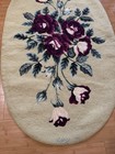 Signed Hand Hooked Wool Oval Rug 50x30 Floral Roses Gloria C Hautanen 100  Wool