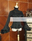 Black Victorian Punk Gothic Women Witch Vintage Cotton Blouse Shirt Jabot B018