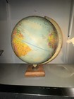 Vintage Replogle 12    Stereo Relief World Globe Raised Terrain Wood Base Usa