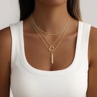 Layered Gold Necklace For Women  14k Gold Plated Necklace Stack Set  Dainty Pend