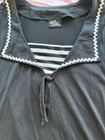 Rock Steady Women   s Shirt Top Striped V-neck Tie Front Short Sleeve Pinup Sz M