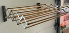 Vintage Folding Expanding Clothes Line Wall Mount Wooden Spindles Expandable
