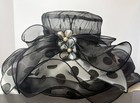 Women Polka Dot Kentucky Derby Hat Tea Party Bridal Dress Church Flowers Hats