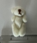 Miniature Dollhouse Soft Plush Tiny White Teddy Bear Jointed 1 3 4 Inches 