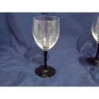 Luminarc Black Stem Goblets Wine Water Glasses 10 Oz France Vintage Set Of 4