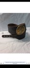 Antique Civil War Era Leather Sling Belt W  Brass Eagle Plate     Long Strap       