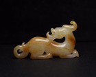 Ancient Chinese Mythical Dragon Hand-carved Hetian Jade Amulets Statue 818