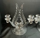 Gorgeous Vintage Fostoria Glass Plume Set Of Double Candlestick Holders