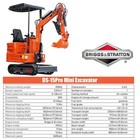 Free Ship 1ton Mini Excavator B s 13 5hp Crawler Tracked Hydraulic Thumb Digger